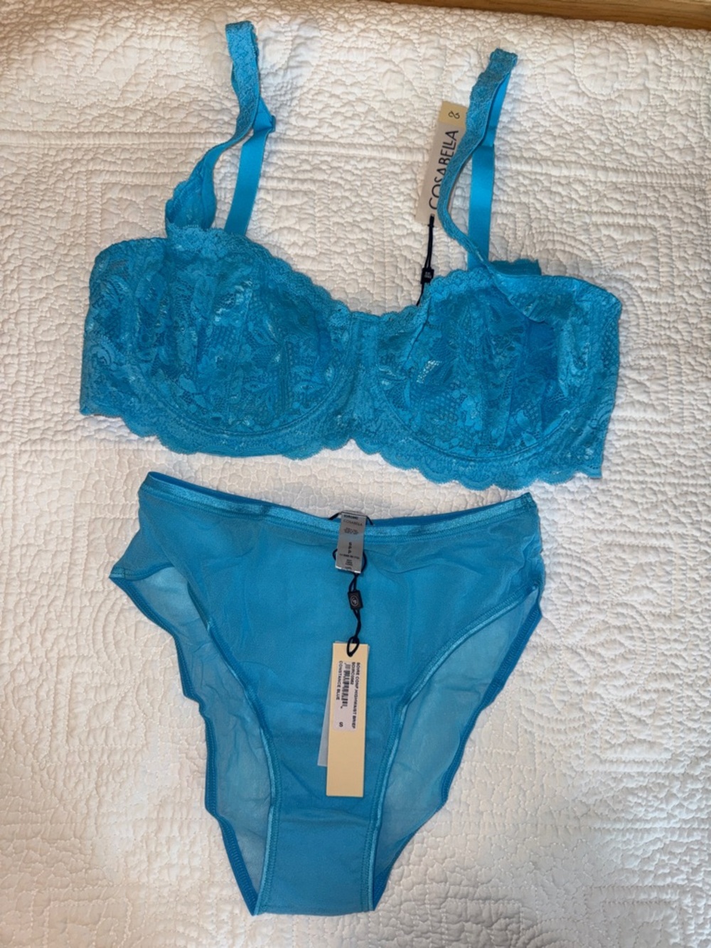 Cosabella blue Lace Bra & Brief Set